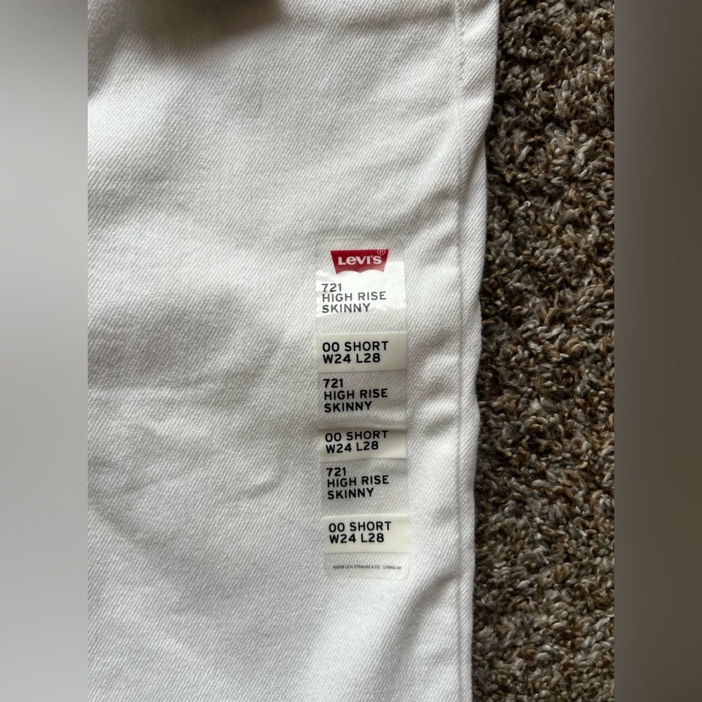 Levi's Premium 721 HIGH RISE SKINNY WOMEN'S JEANS Short W24 L28 WHITE - Picture 3 of 7